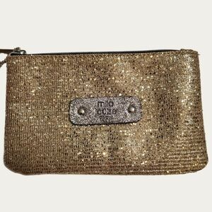 Mila Louise Gold Glitter Pouch NWT